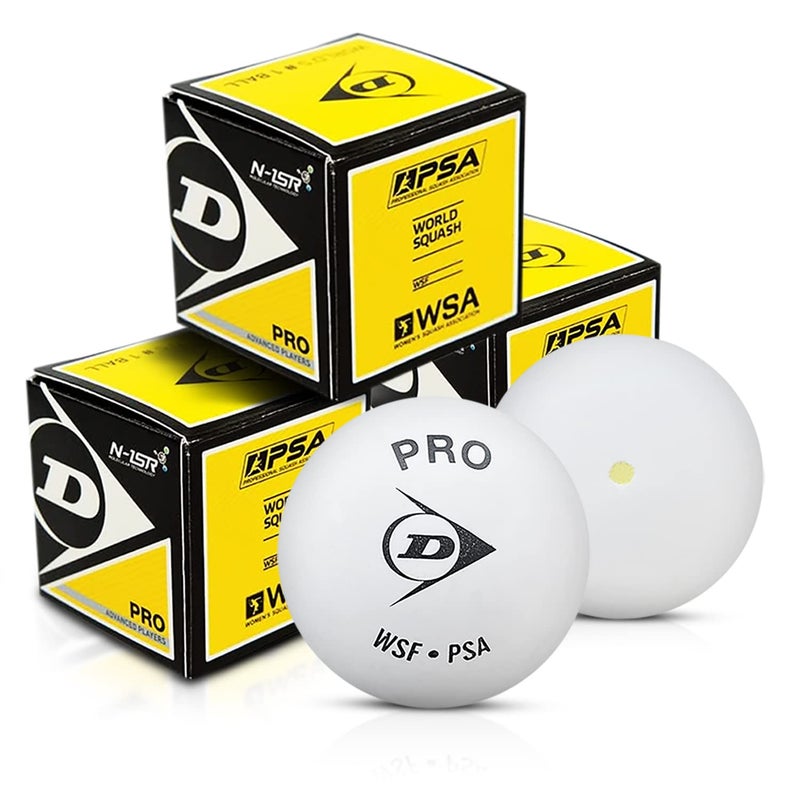 Dunlop Sports Dunlop White Pro Squash Ball - 3 Balls - Image 1
